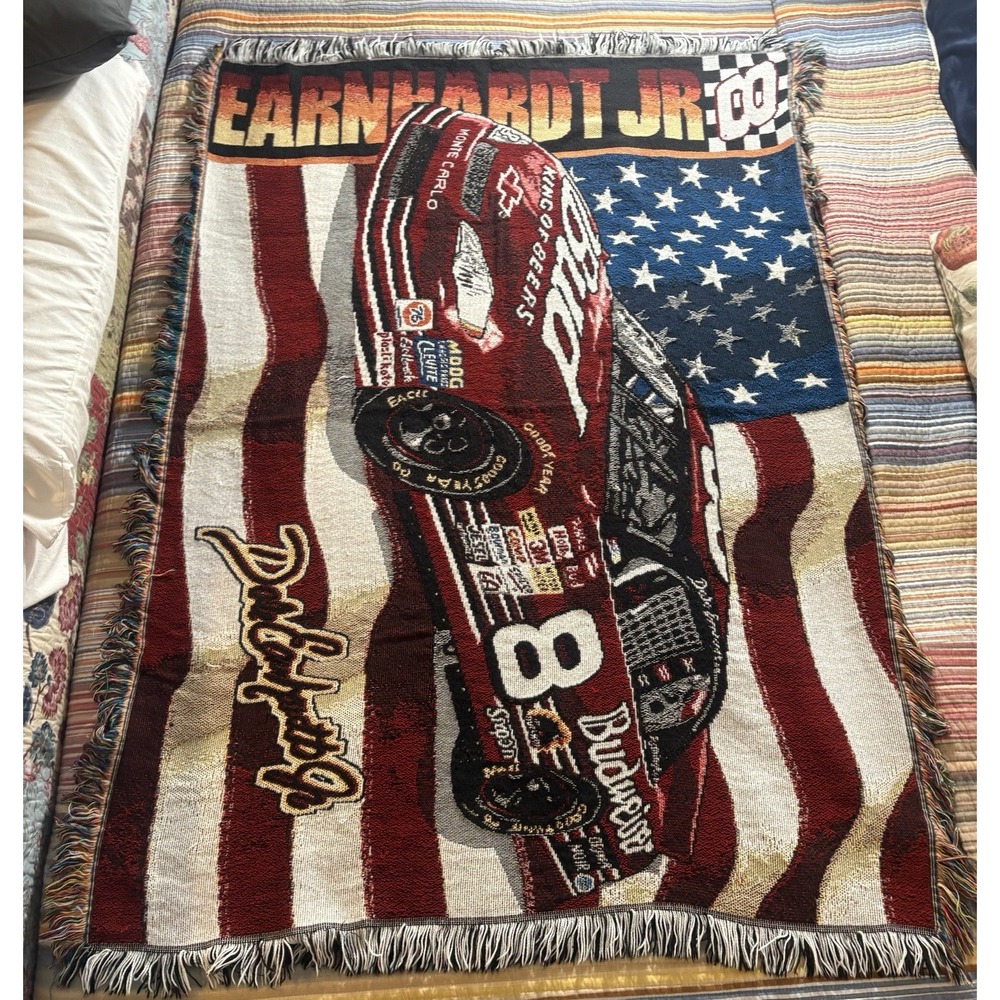Nascar Dale Earnhardt Jr #8 Budweiser US Flag Throw Blanket Tapesty Wall Hanger